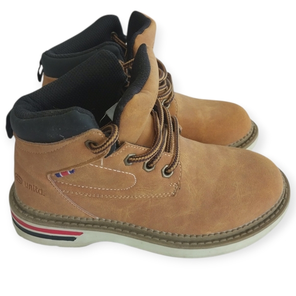 Ecko Unltd Kids Tan Work Boots Size 2 Boys Lace Up Ankle Boots - Picture 2 of 6